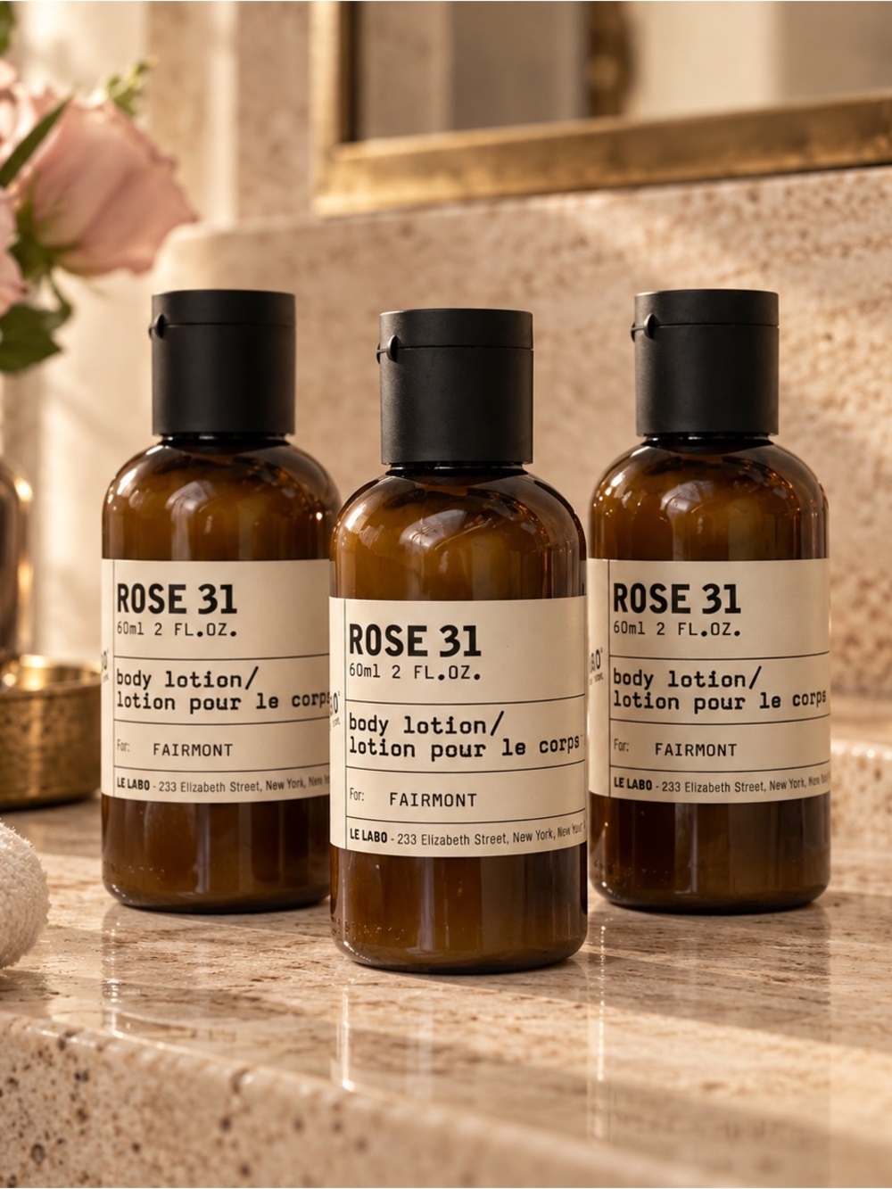 Three (3) Le Labo Rose 31 Perfuming Body Lotions – 2 fl oz (60 mL)